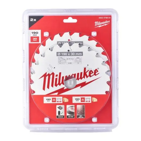 4932479804 Milwaukee Sågklinga 190x30 mm, 24T, 2-pack Bästa pris